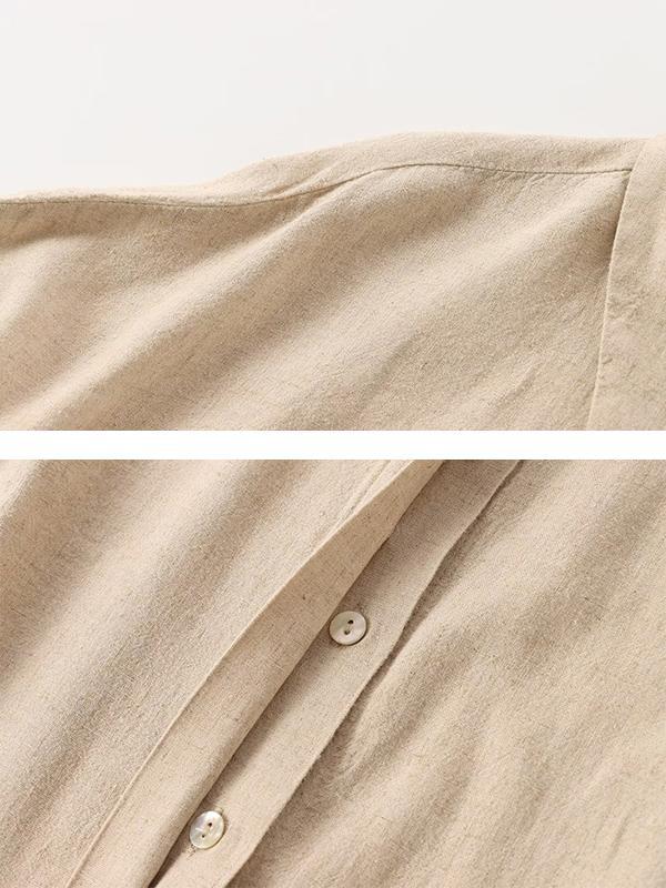 Loose Solid Color Split-Joint Split-Side Lapel Blouse + Elasticity Pleated Pants Trousers Two Pieces Set Product Image