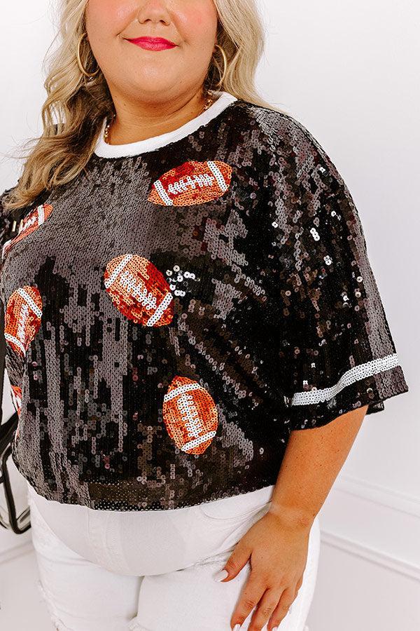 Kickoff Season Sequin Top in Black Curves Product Image
