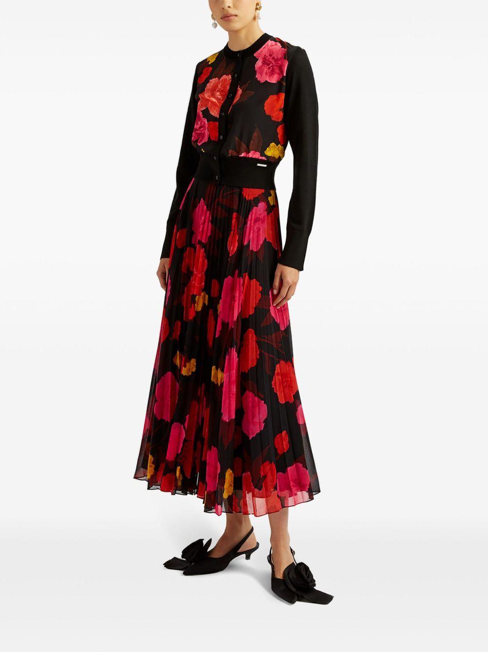 floral-print pleated midi skirt Product Image