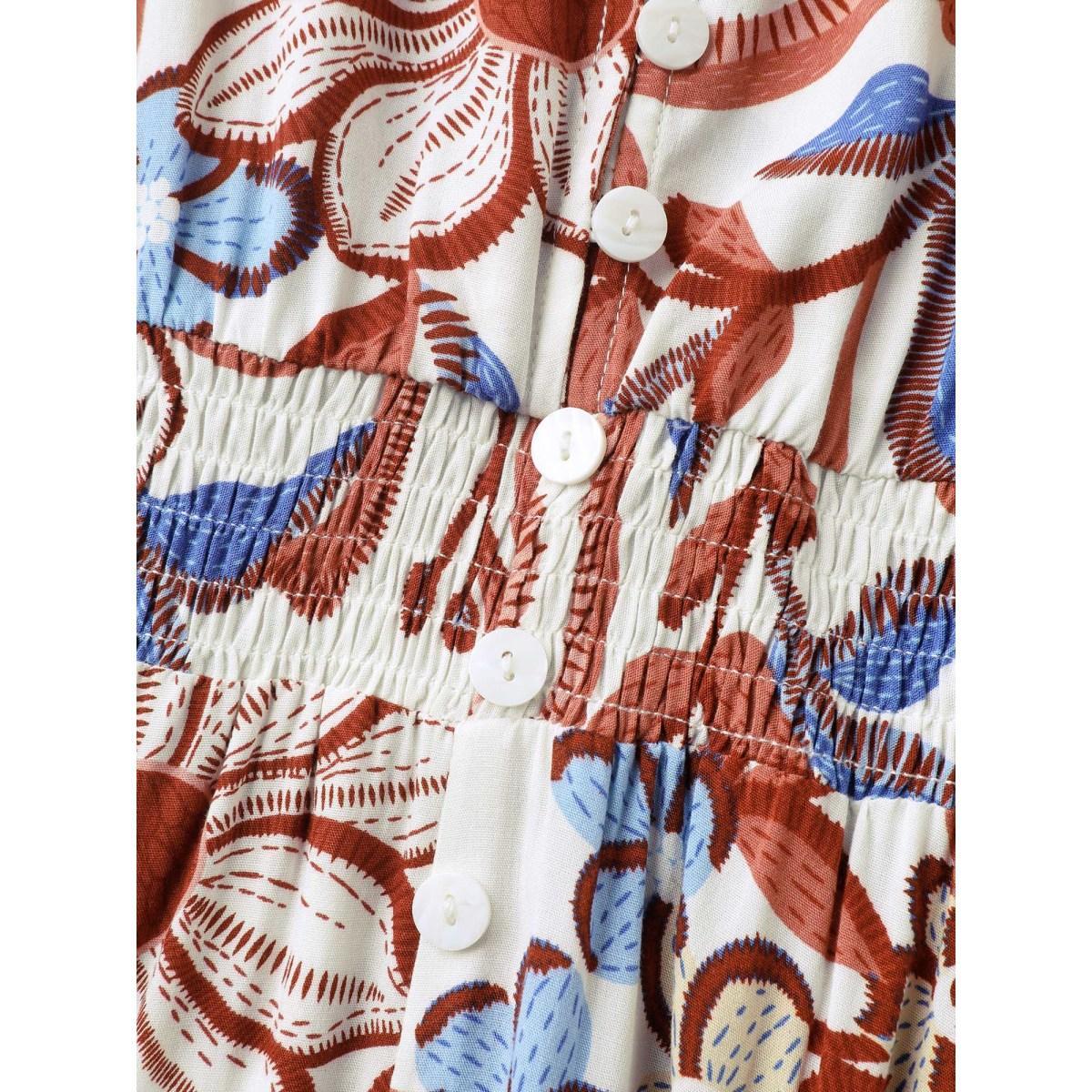 Plus Size Large Floral Print Button Placket Midi Dress Multicolor Women V-neck Short sleeve Curvy BloomChic 10/M Product Image