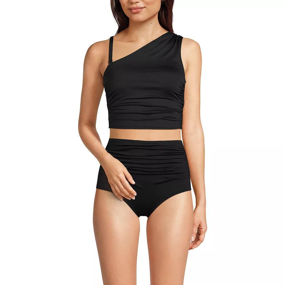 Women's Lands' End Ruched One Shoulder Midkini Swim Top,  Product Image