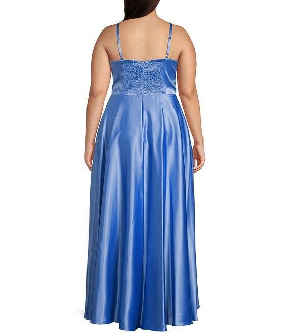 Next Up Plus Adjustable Spaghetti Strap Rosette Shirred Bust Dress Product Image