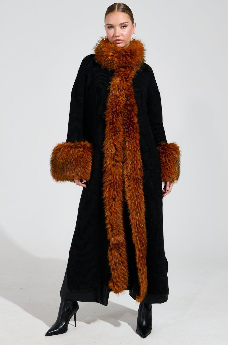 SNOWY NIGHT LONG CARDIGAN IN BLACK Product Image