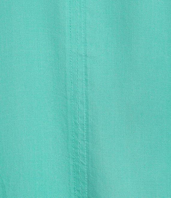 Intro Petite Size Roll-Tab Sleeve Button Front Slub Lyocell Shirt Product Image