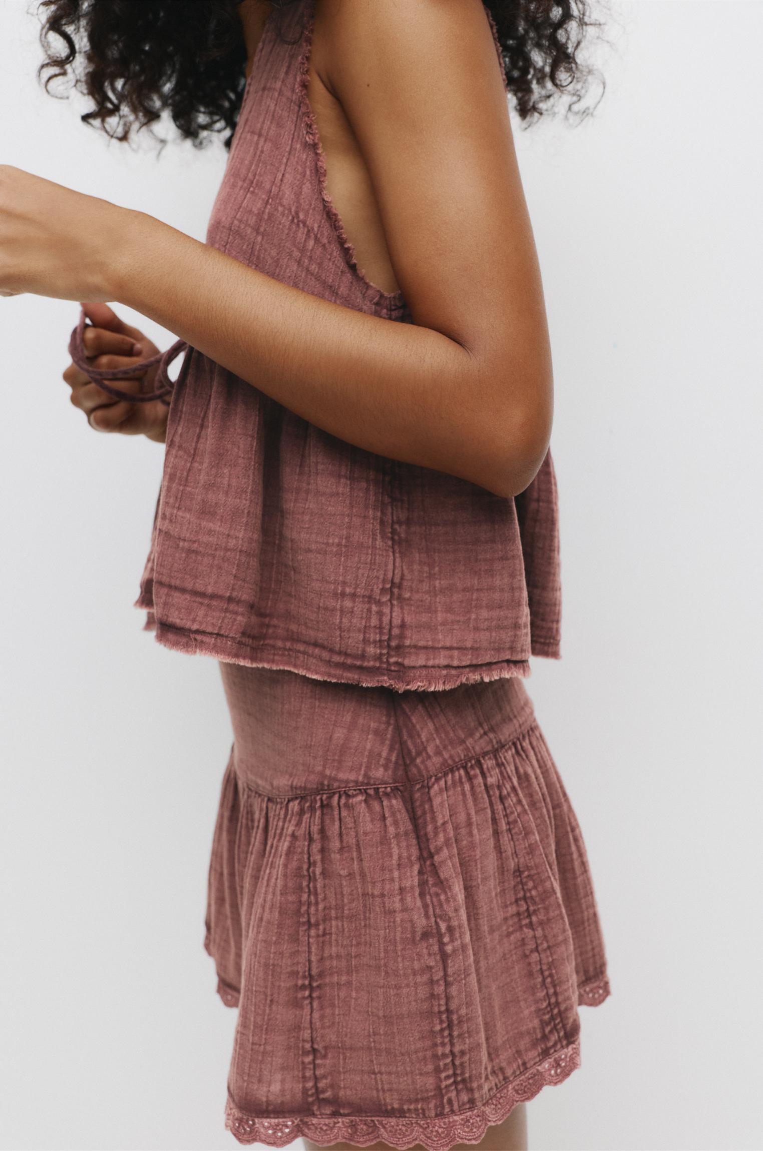 Rustic lace trim top Product Image