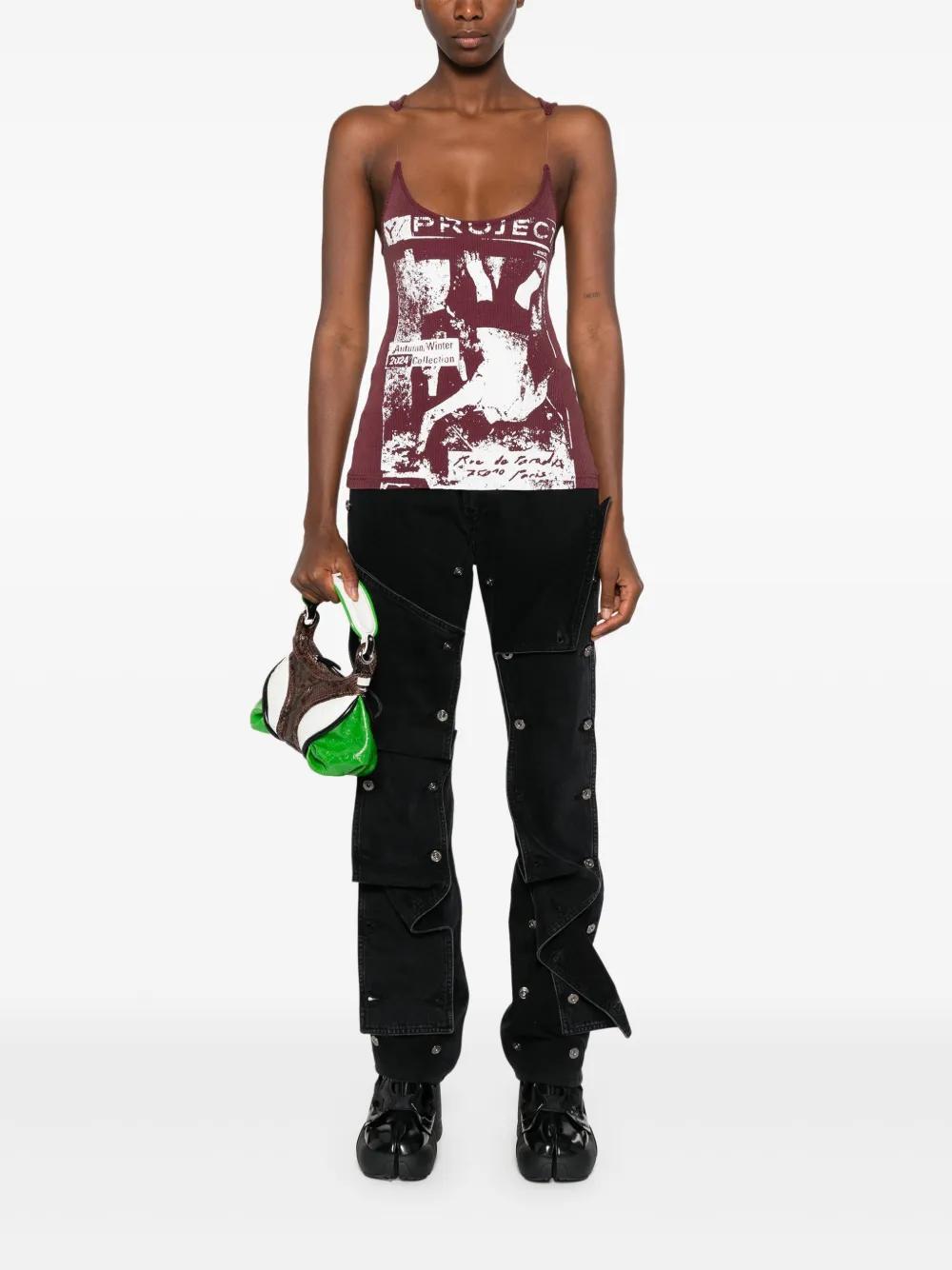 rock band-print invisible strap tank top Product Image