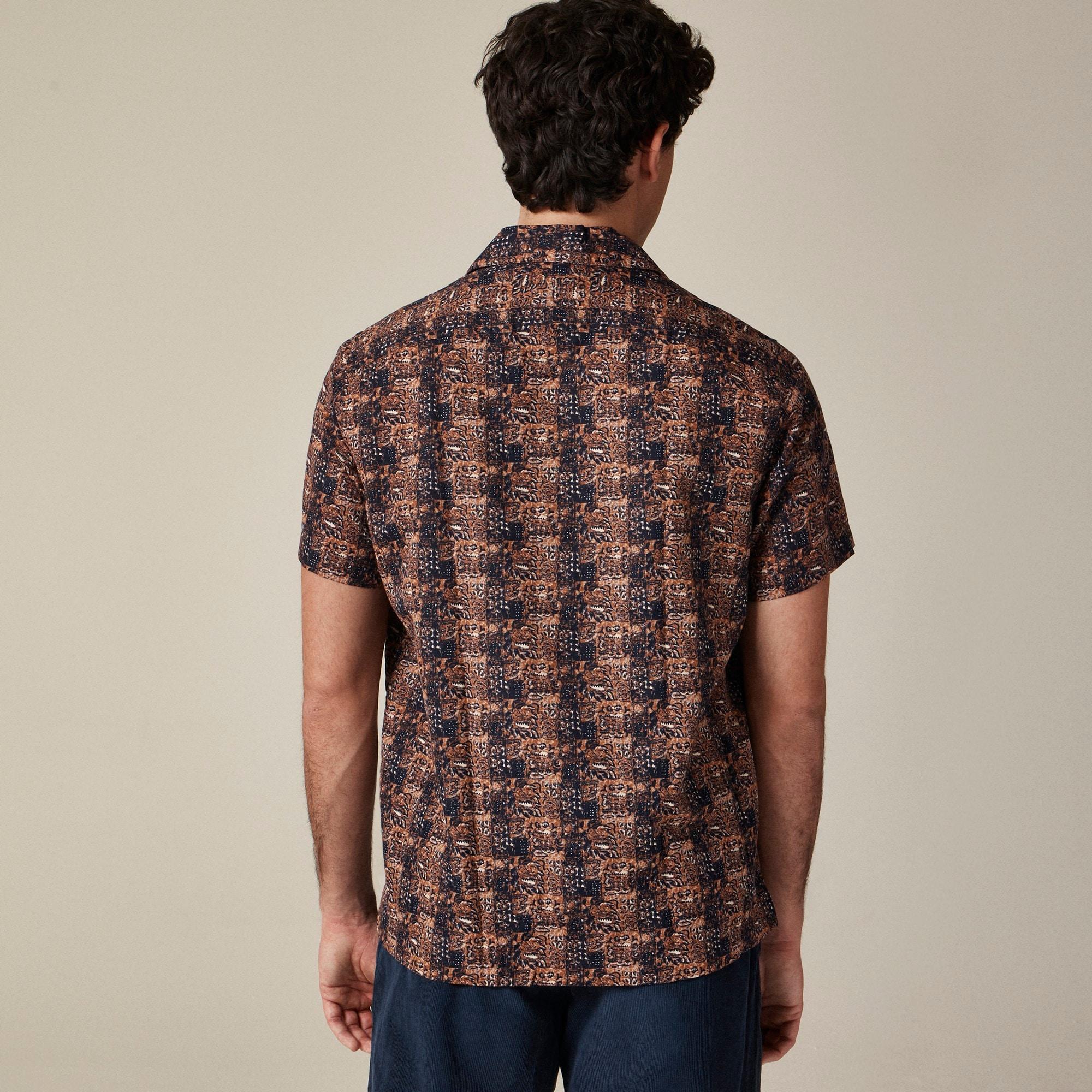Short-sleeve cotton-linen blend shirt in print Product Image