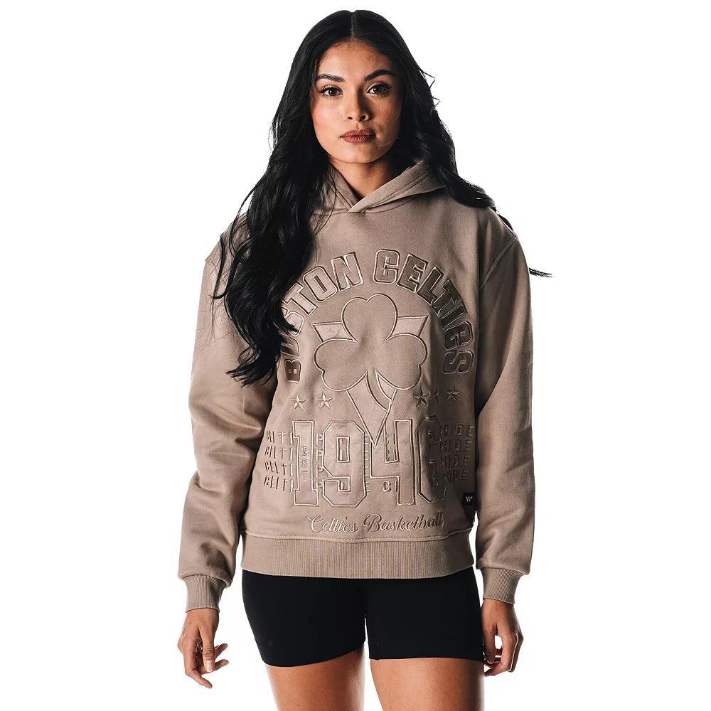 Womens The Wild Collective Gray Boston Celtics Satin Pullover Hoodie Product Image