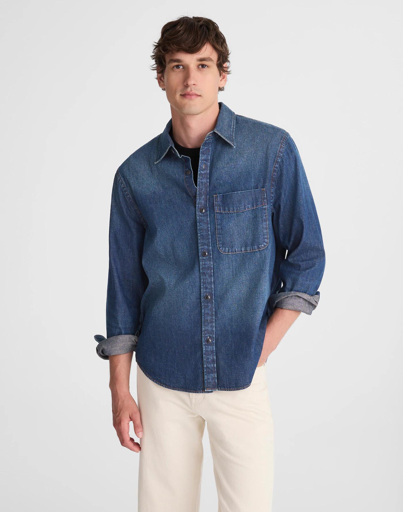 Denim Button-Up Shirt in Chambers Wash Product Image