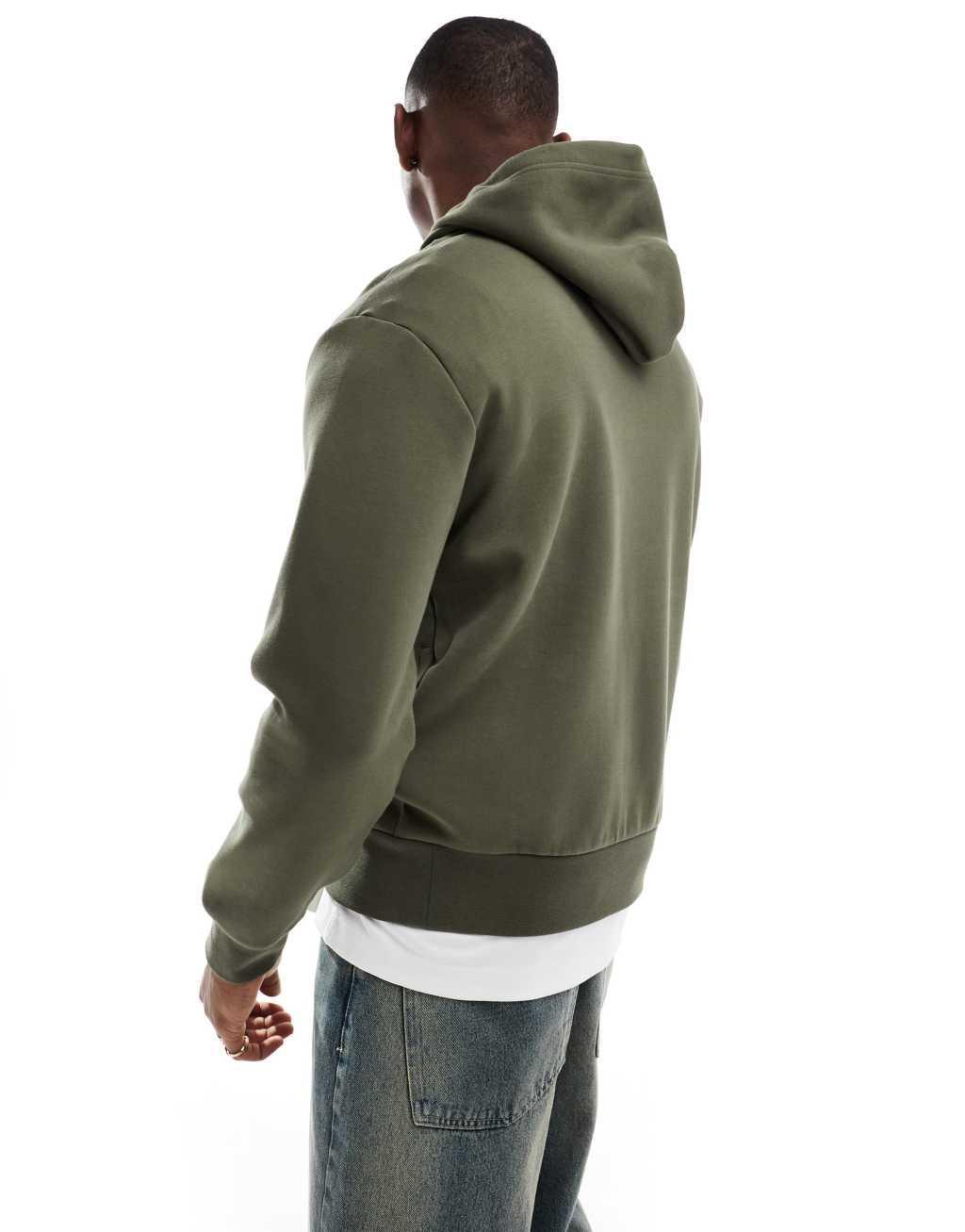 Polo Ralph Lauren tonal large player logo double knit hoodie in dark green Product Image