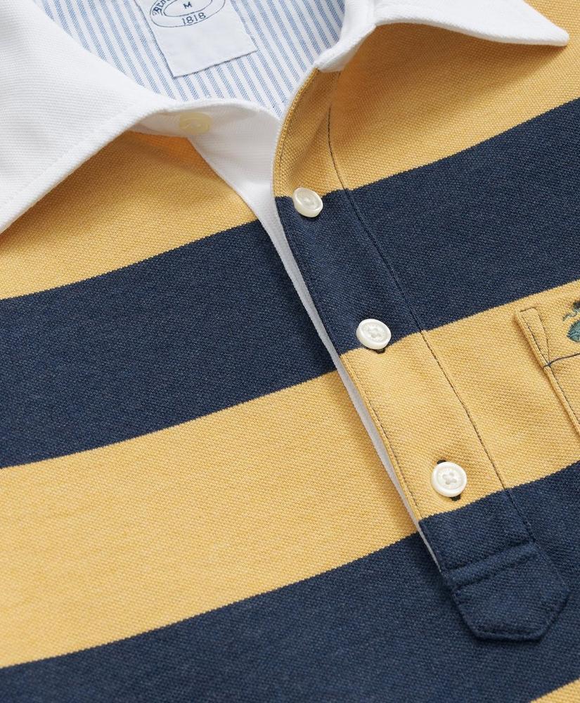 The Vintage Long Sleeve Polo Shirt in BB#4 Stripe Pique Cotton Product Image