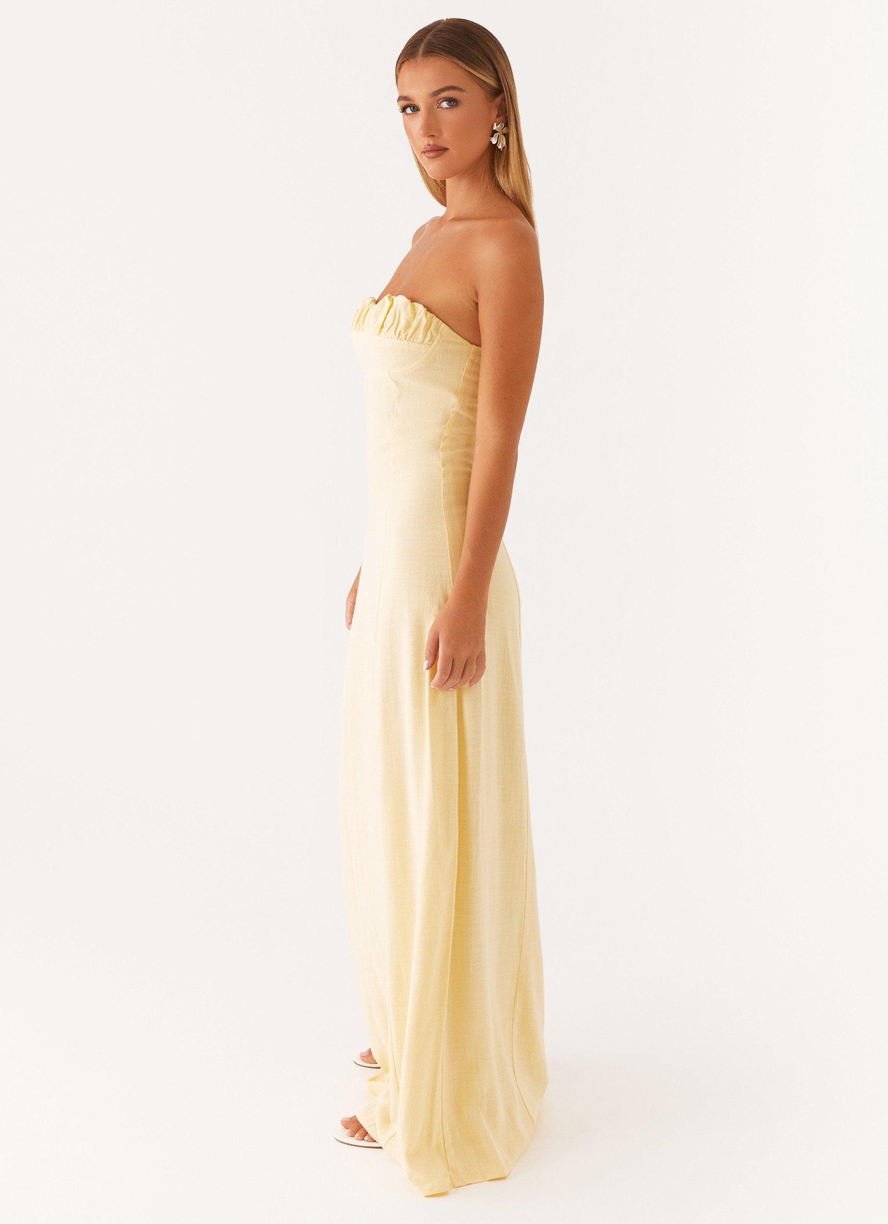 Tayla Linen Maxi Dress - Yellow Product Image