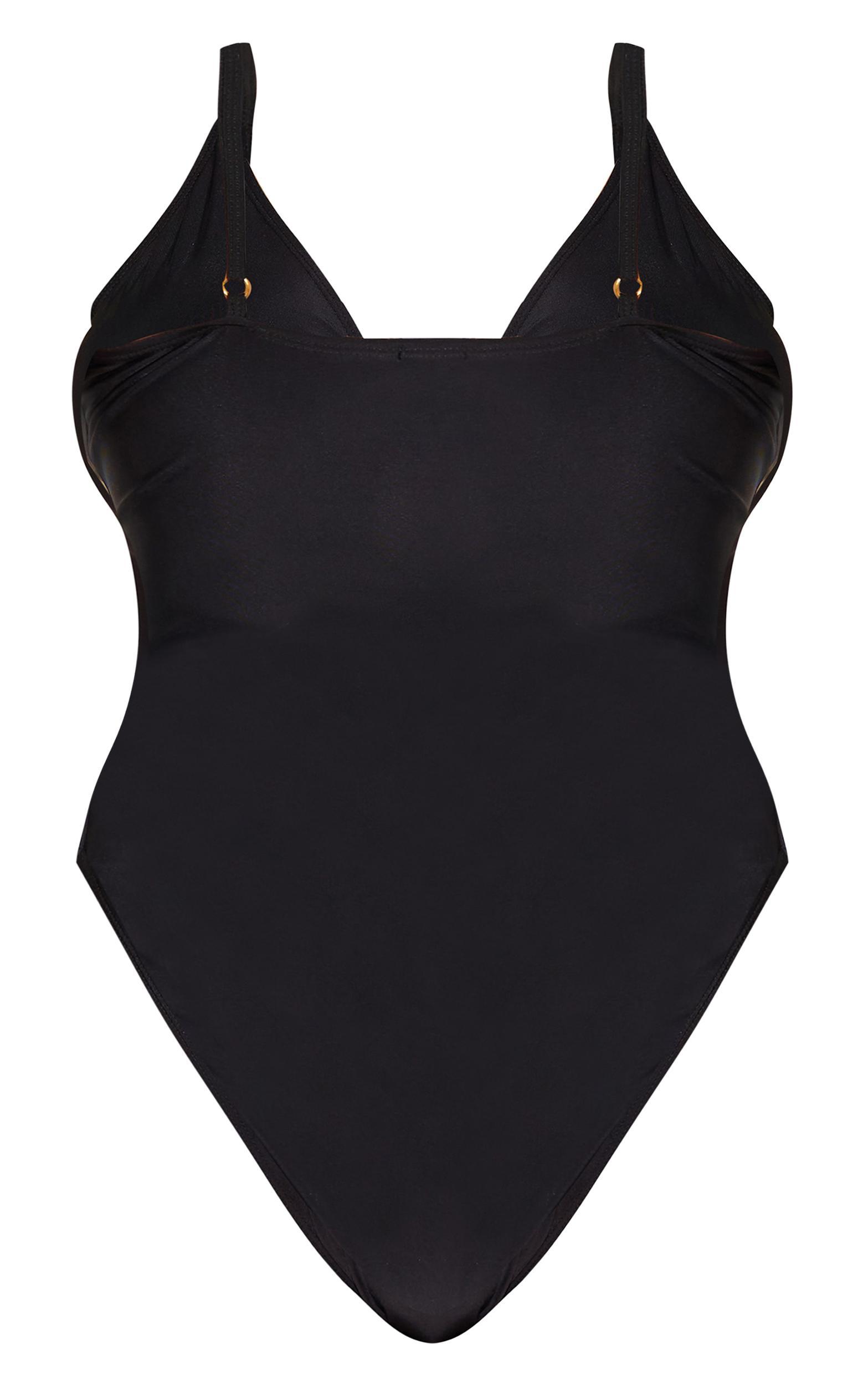 Plus Black Knot Front Cut Out Swimsuit Product Image