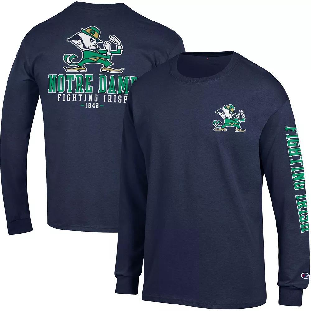 Men's Champion Navy Notre Dame Fighting Irish Team Stack 3-Hit Long Sleeve T-Shirt, Size: Large, Blue Product Image