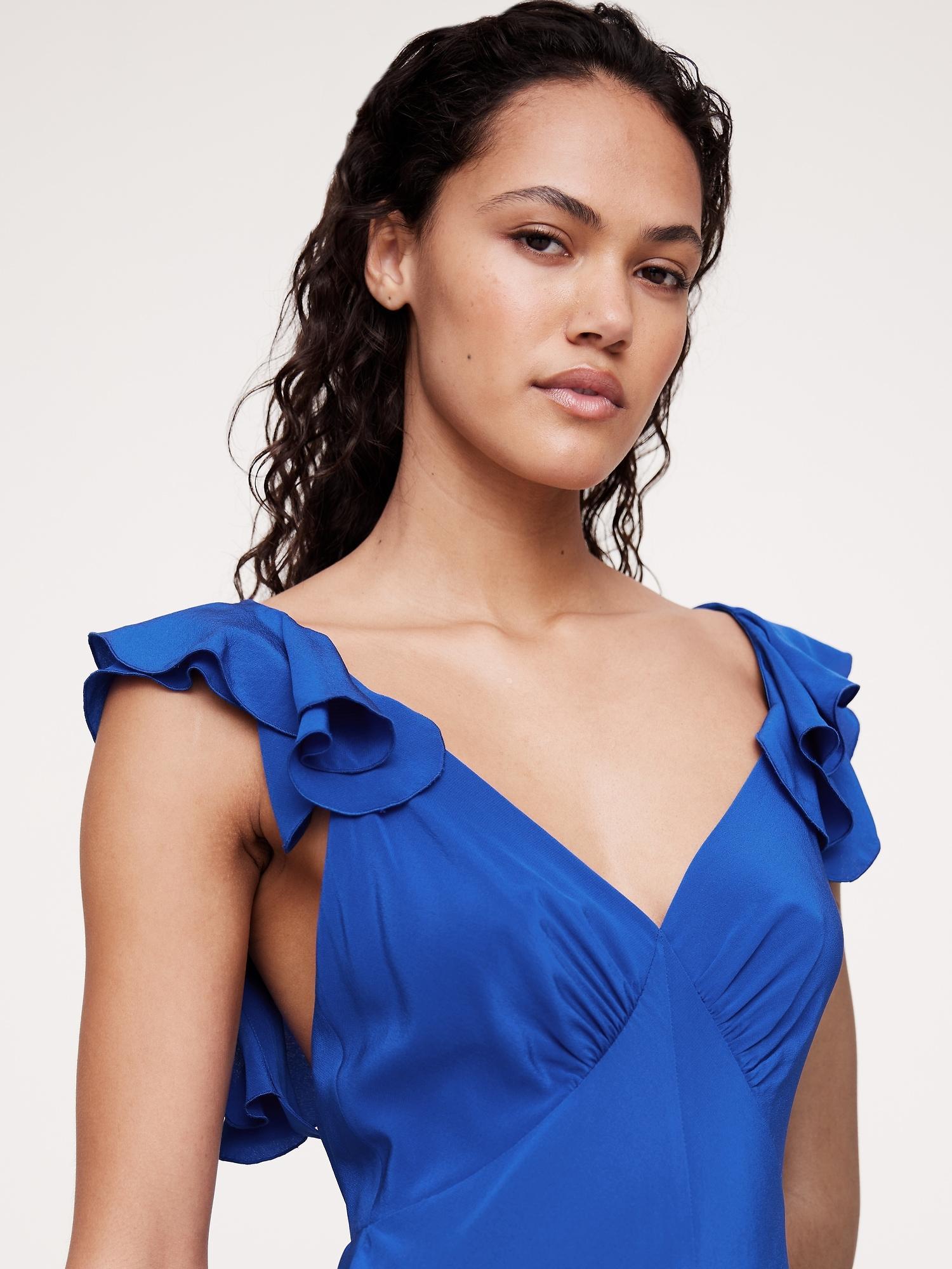 Matte Silk Open-Back Maxi Dress Product Image