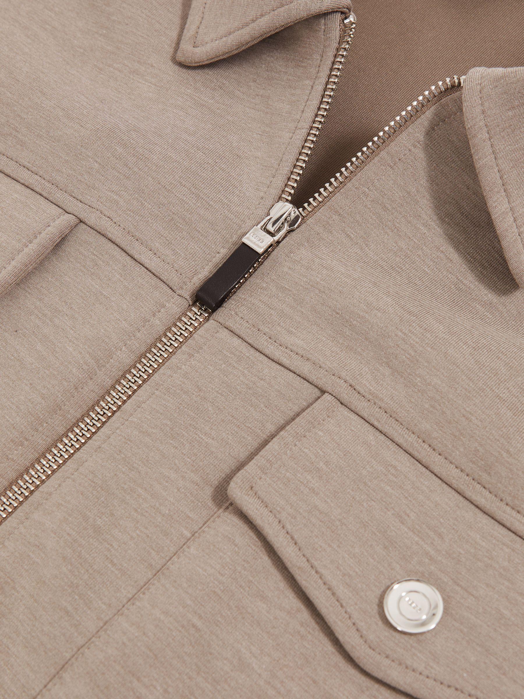 Interlock Jersey Zip-Through Jacket in Taupe Brown Product Image