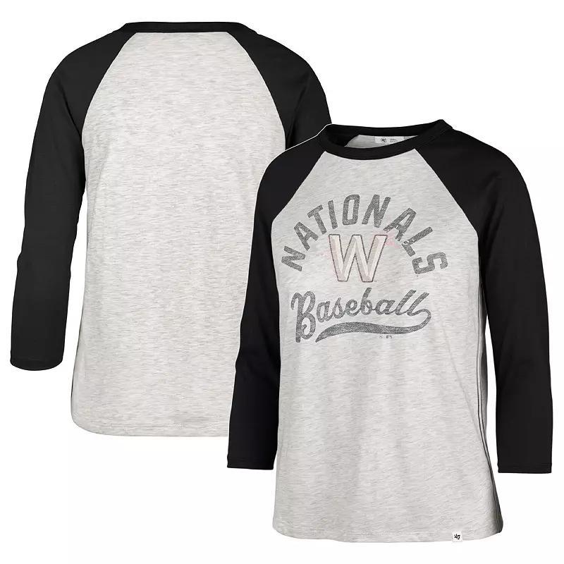 Women's '47 Gray Washington Nationals City Connect Retro Daze Ava Raglan 3/4-Sleeve T-Shirt, Size: Medium, Grey Product Image