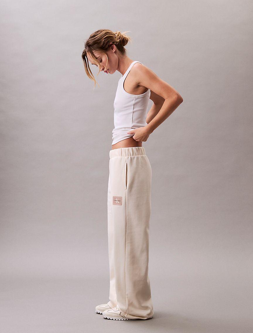 Fleece Logo Patch Wide Leg Pants Product Image
