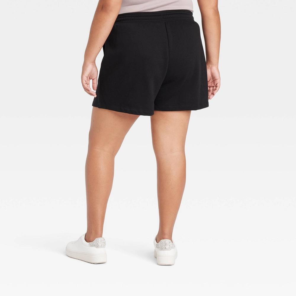 Womens High-Rise Fleece Pull-On Shorts - Ava & Viv Black 1X Product Image