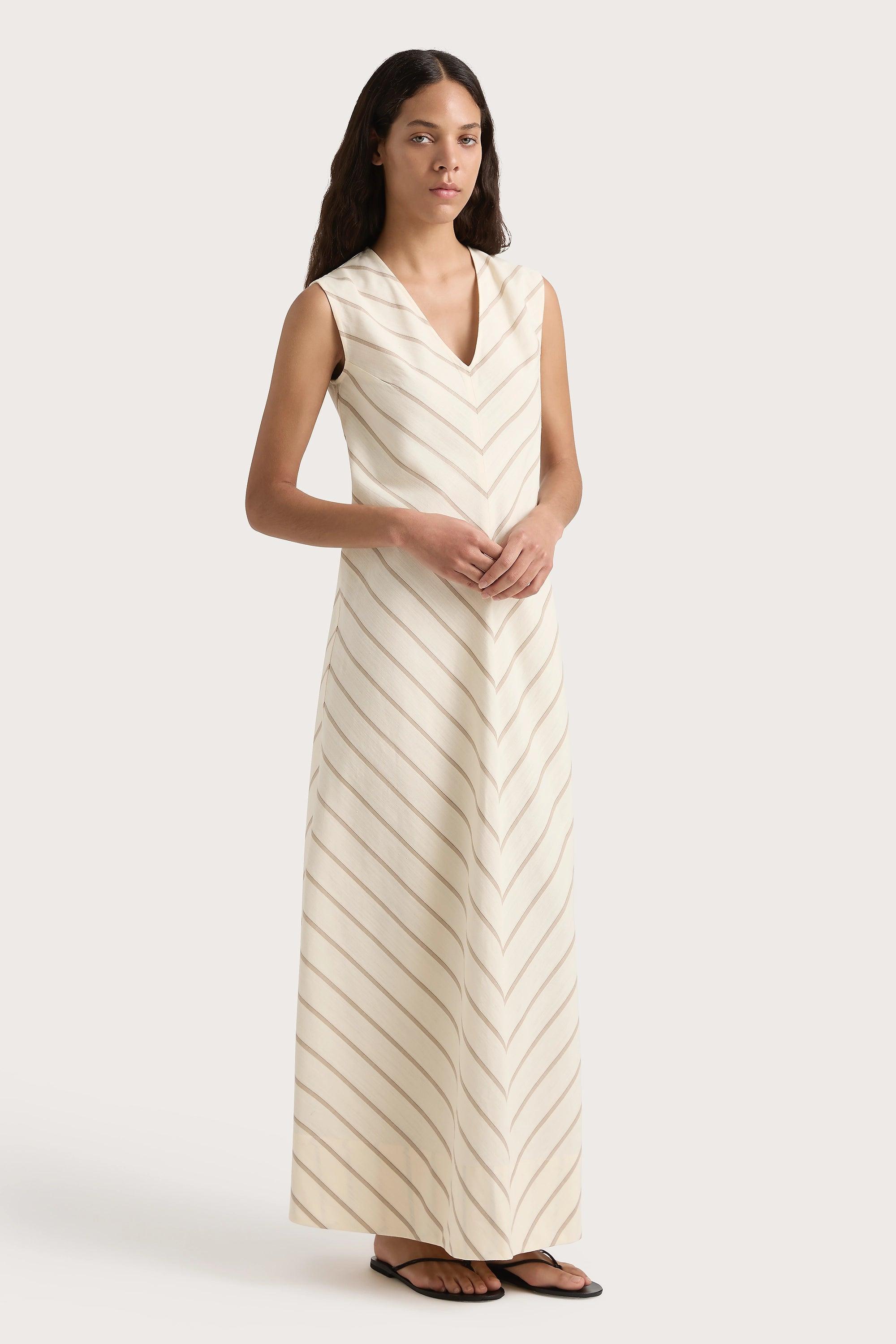 Marteret Stripe Midi Dress Shadow Stripe Butter Product Image