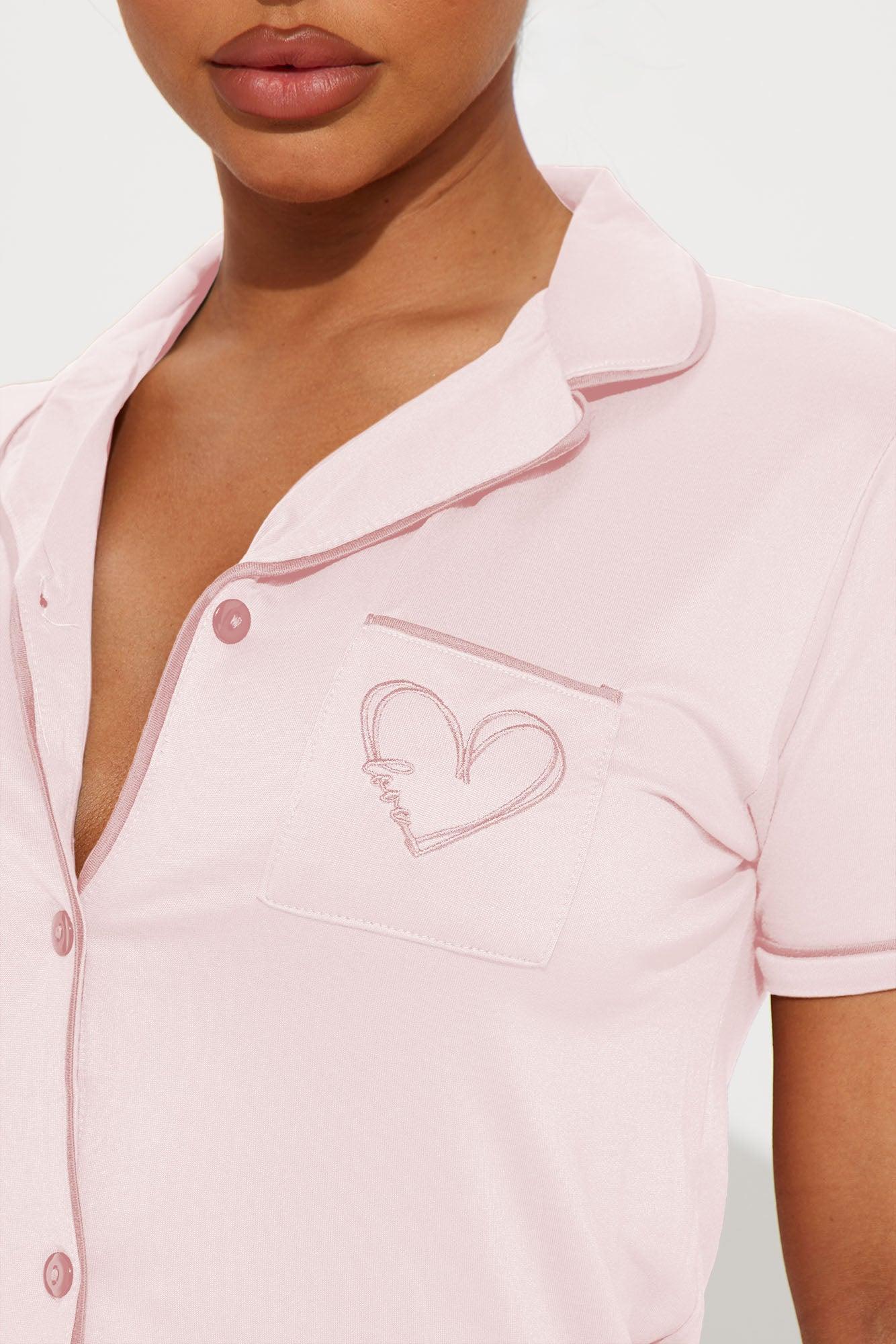 I Heart My Bed PJ Short Set - Pink Product Image