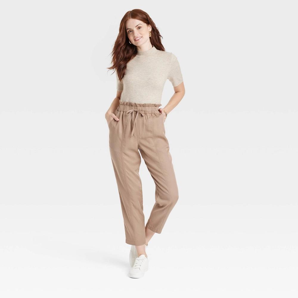 Womens High-Rise Tapered Ankle Pull-On Joggers - A New Day Brown XS Product Image