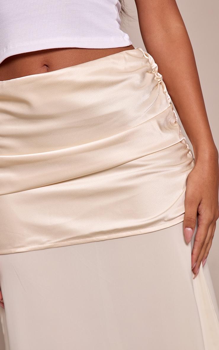 Cream Satin Overlay Chiffon Maxi Skirt Product Image