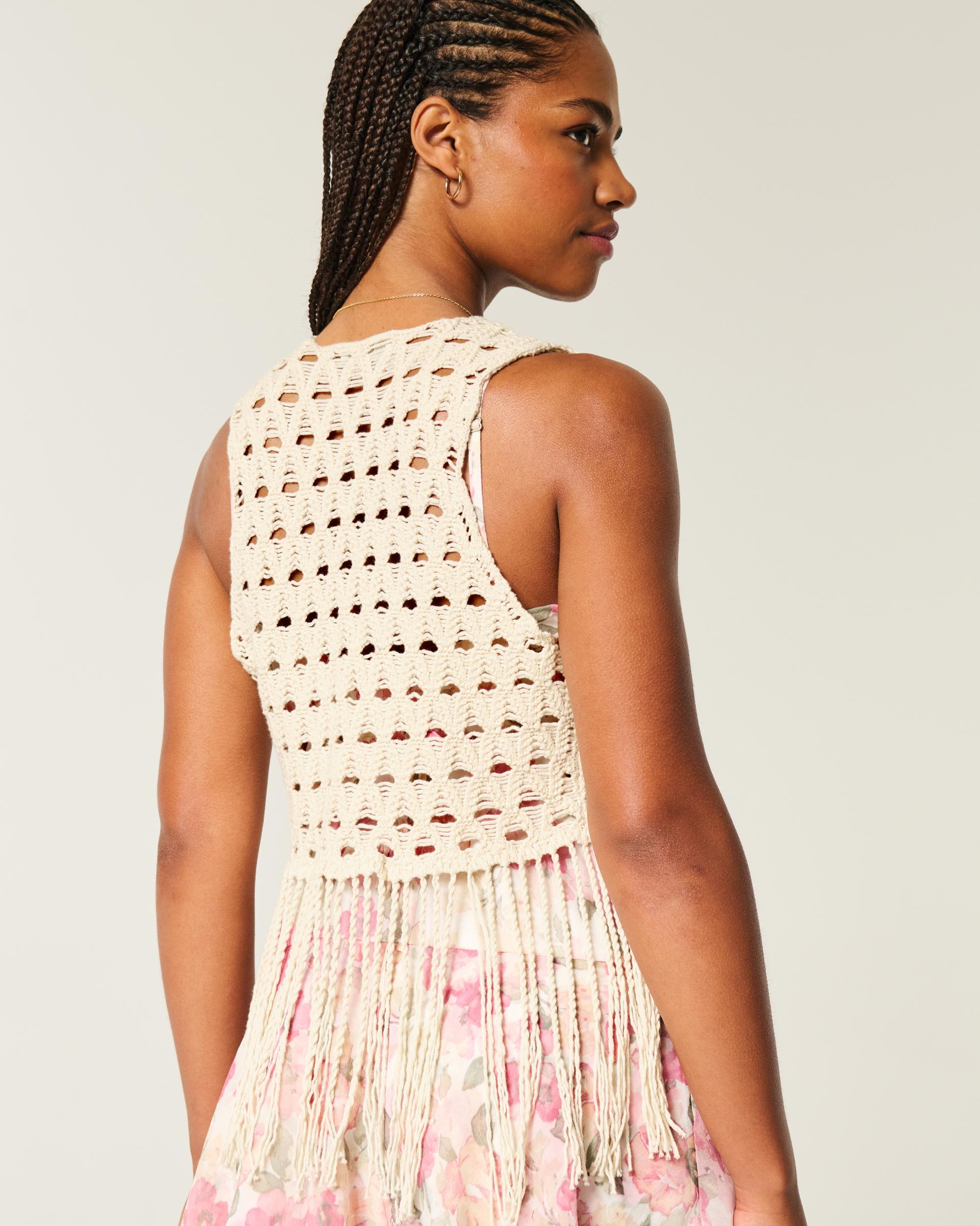 Easy Crochet-Style Fringe Vest Product Image