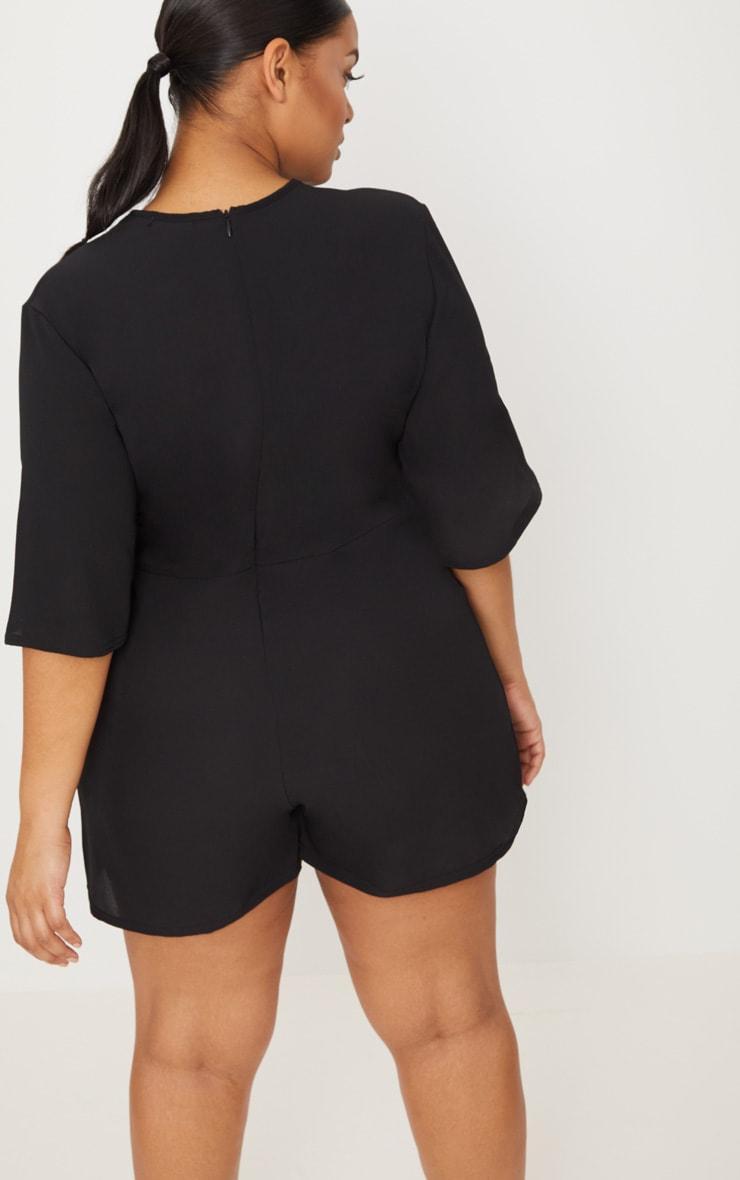 Plus Black Tie Waist Romper Product Image