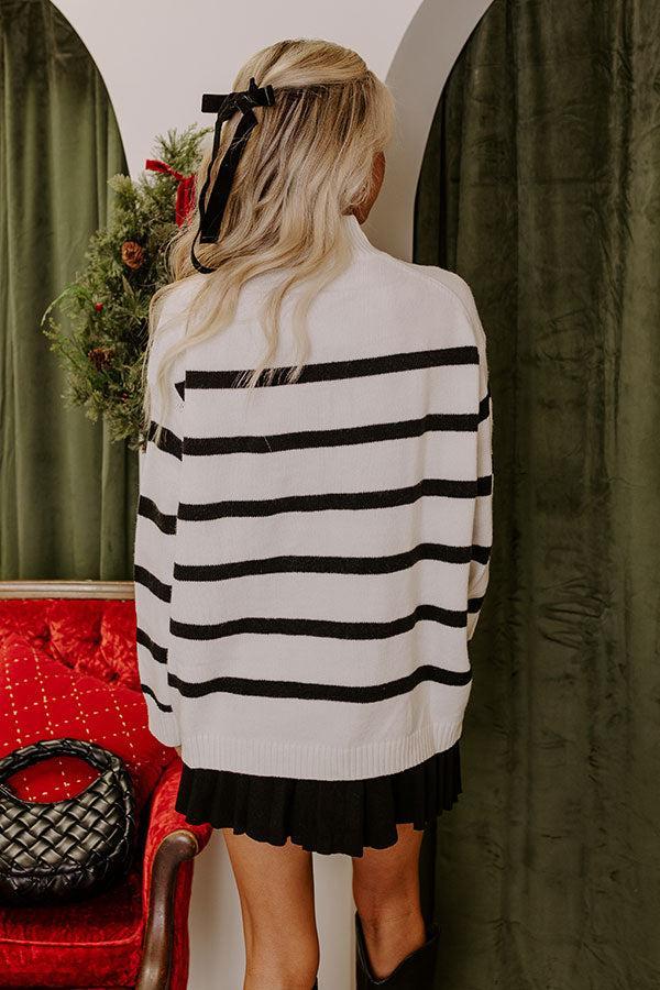 Cue The Chic Stripe Sweater in White Product Image