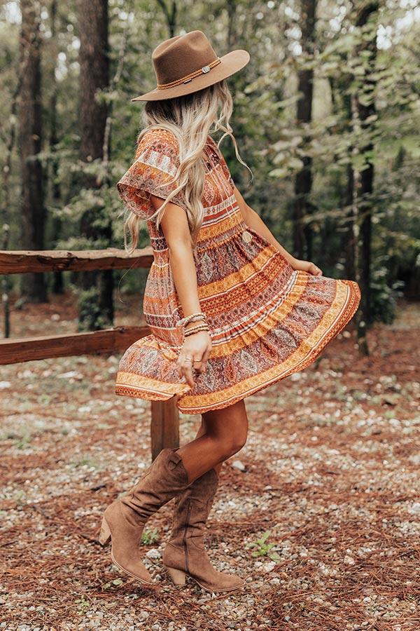 Autumn Instincts Shift Dress In Rust Product Image