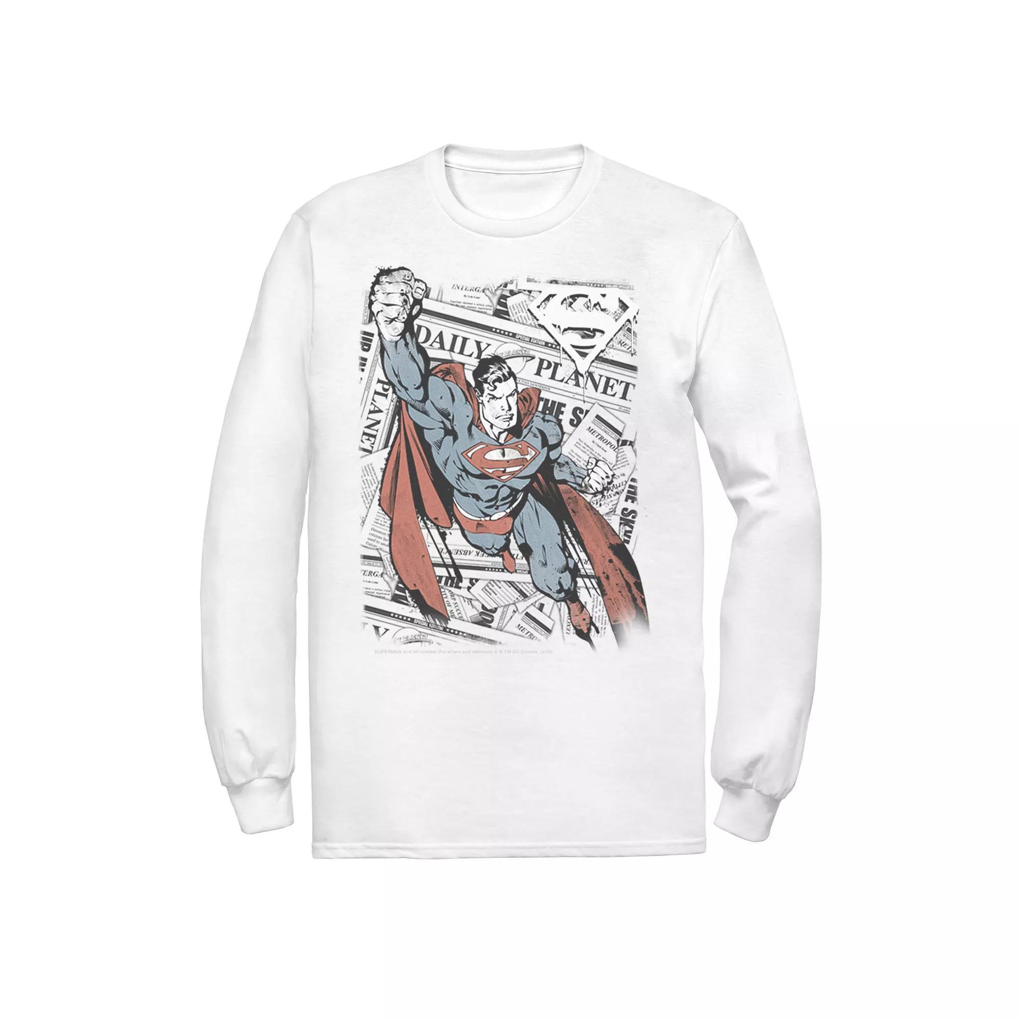 Men's DC Comics Superman Daily Planet Background Poster Tee, Size: 3XL, White Product Image