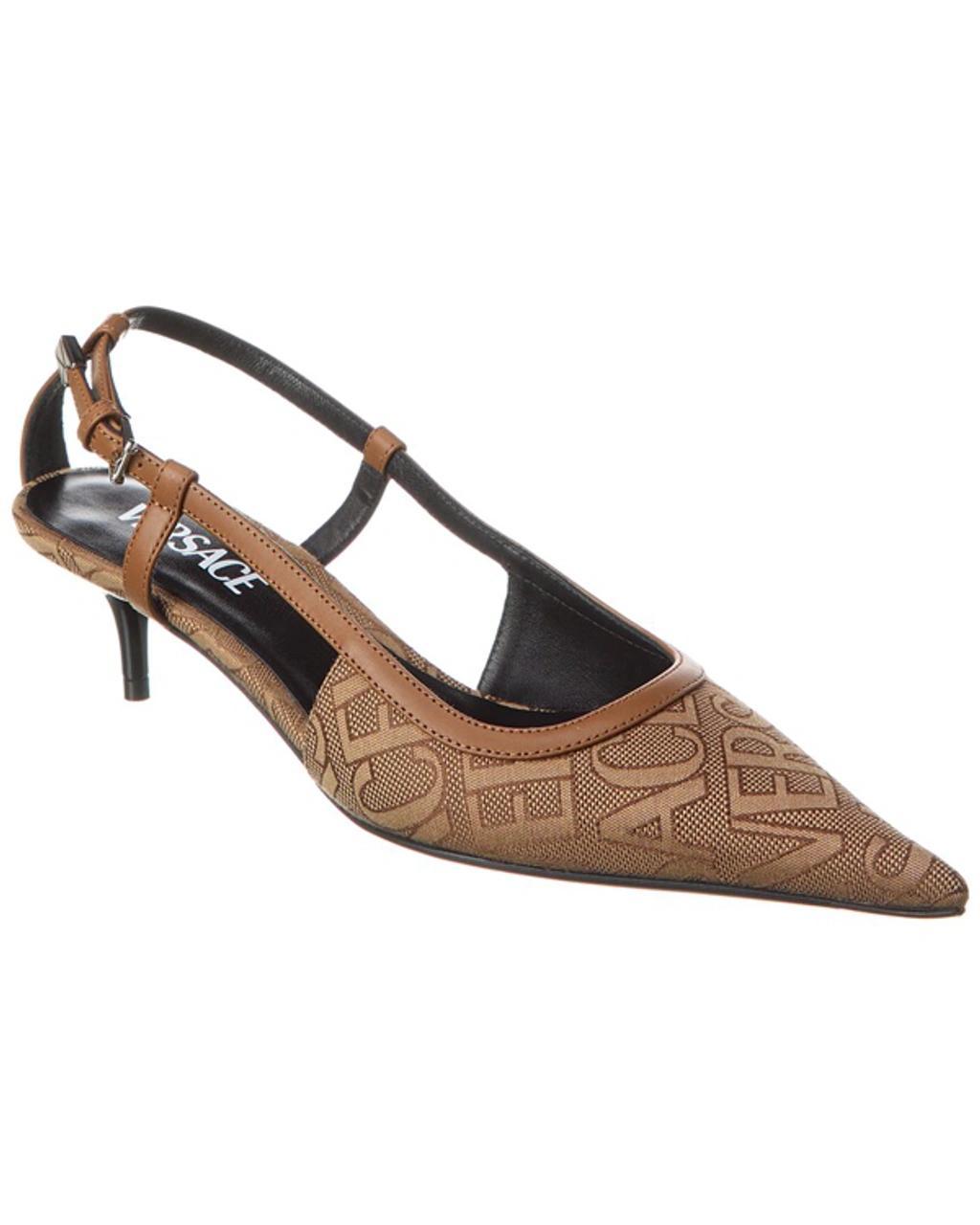 45mm Monogram Canvas Slingback Pumps In Beige Product Image