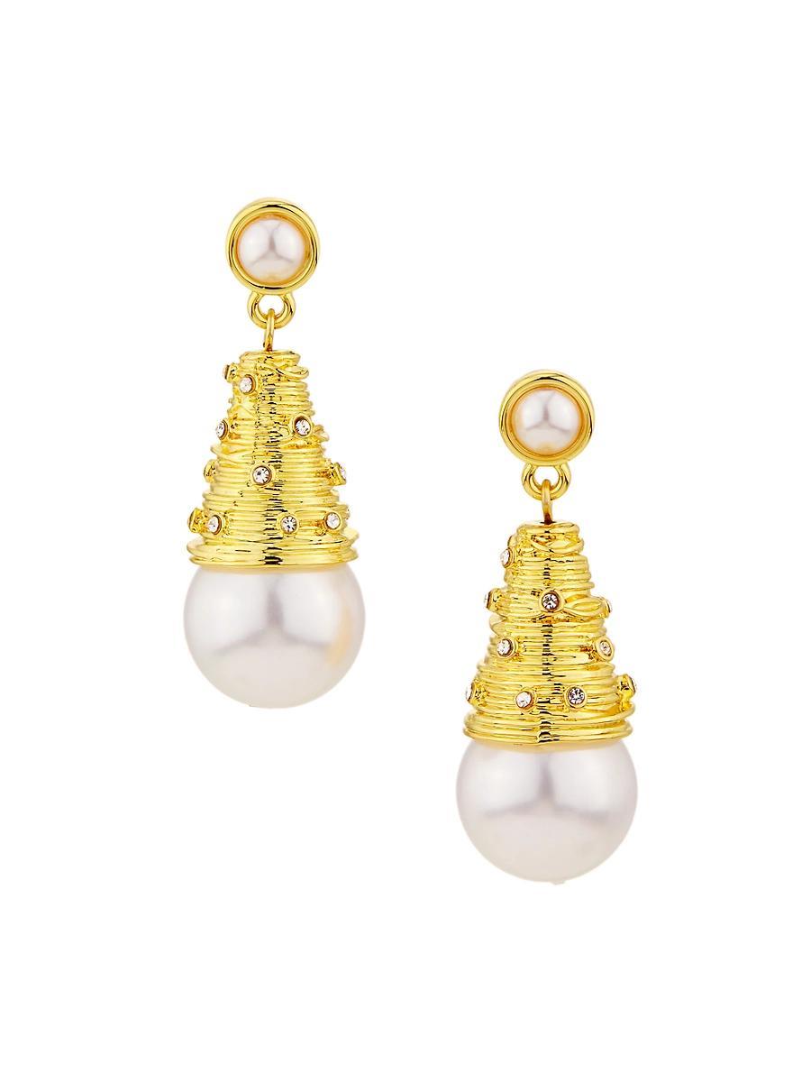 Womens Goldtone, Imitation Pearl & Glass Crystal Drop Earrings Product Image