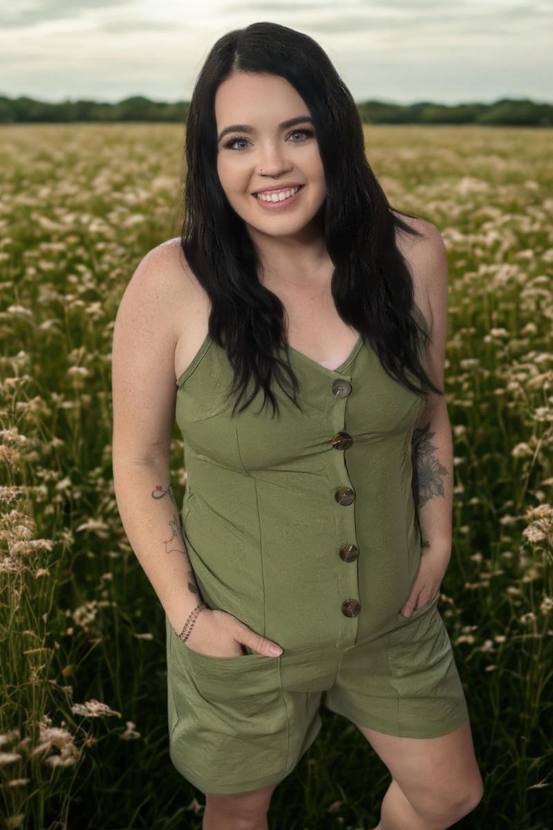 Button Front Pocket Romper- 2 Colors Product Image