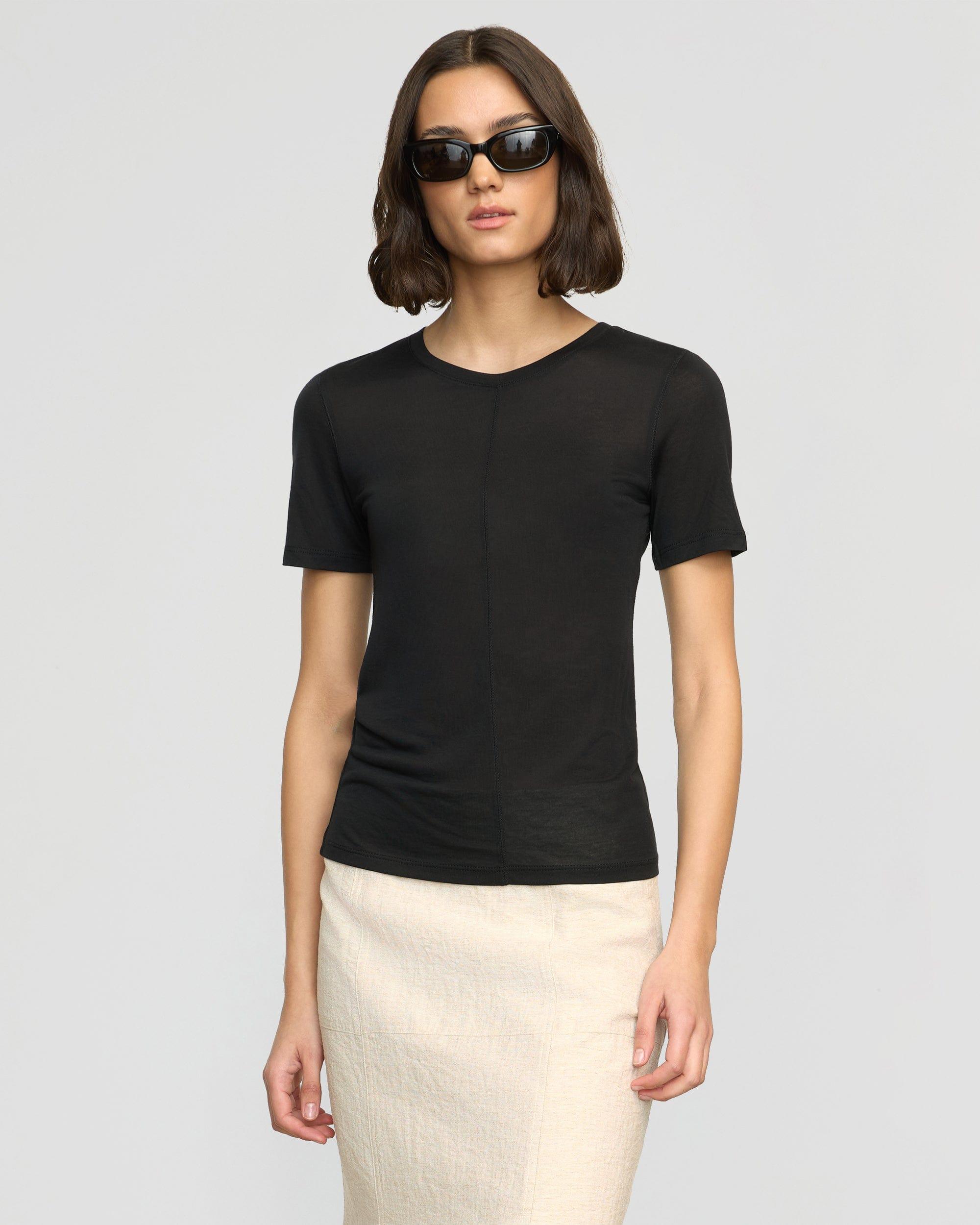 Thea Semi-Sheer Tencel Crew-Neck Tee Product Image