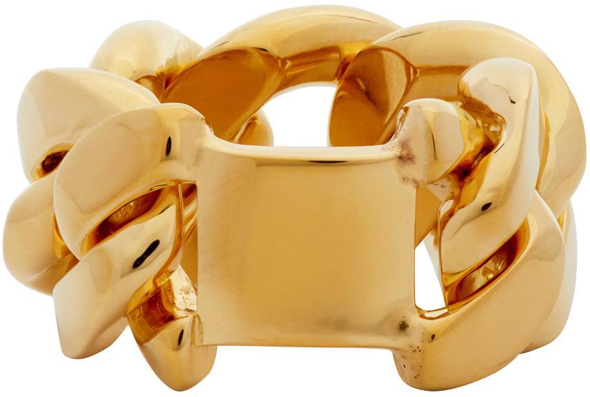 BOTTEGA VENETA Curb-link 18kt Gold-plated Sterling-silver Ring Product Image