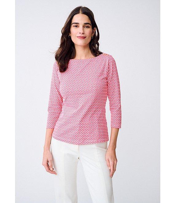 J.McLaughlin Wavesong Catalina Cloth Button Boat Neck 3/4 Sleeve Top Product Image