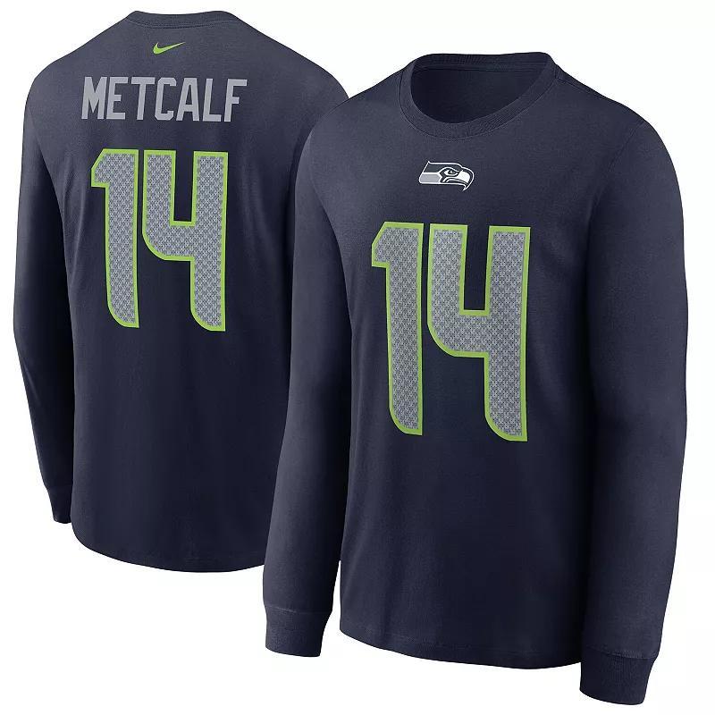 Mens Nike DK Metcalf Seattle Seahawks Player Name & Number Long Sleeve T-Shirt Blue Product Image