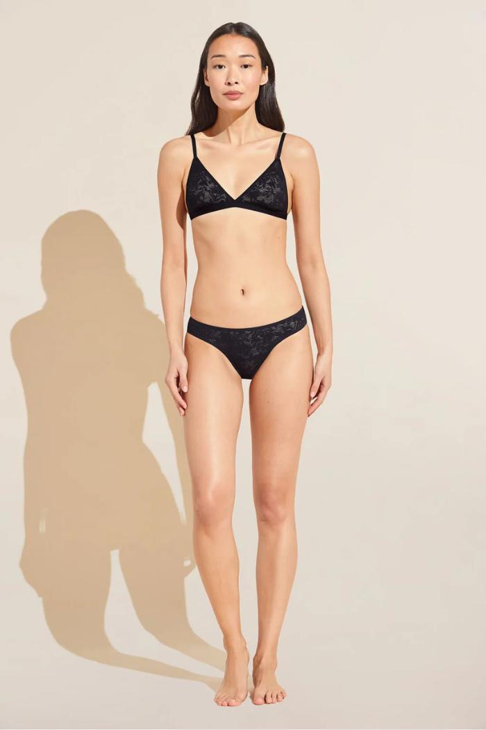 Soft Stretch Recycled Lace Triangle Bralette & Thong Set Product Image