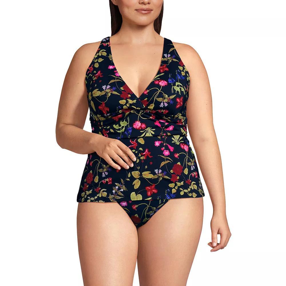 Plus Size Lands' End V-Neck Plunge X Back Tankini Swim Top, Women's, Size: 2XL, Garden Floral Product Image