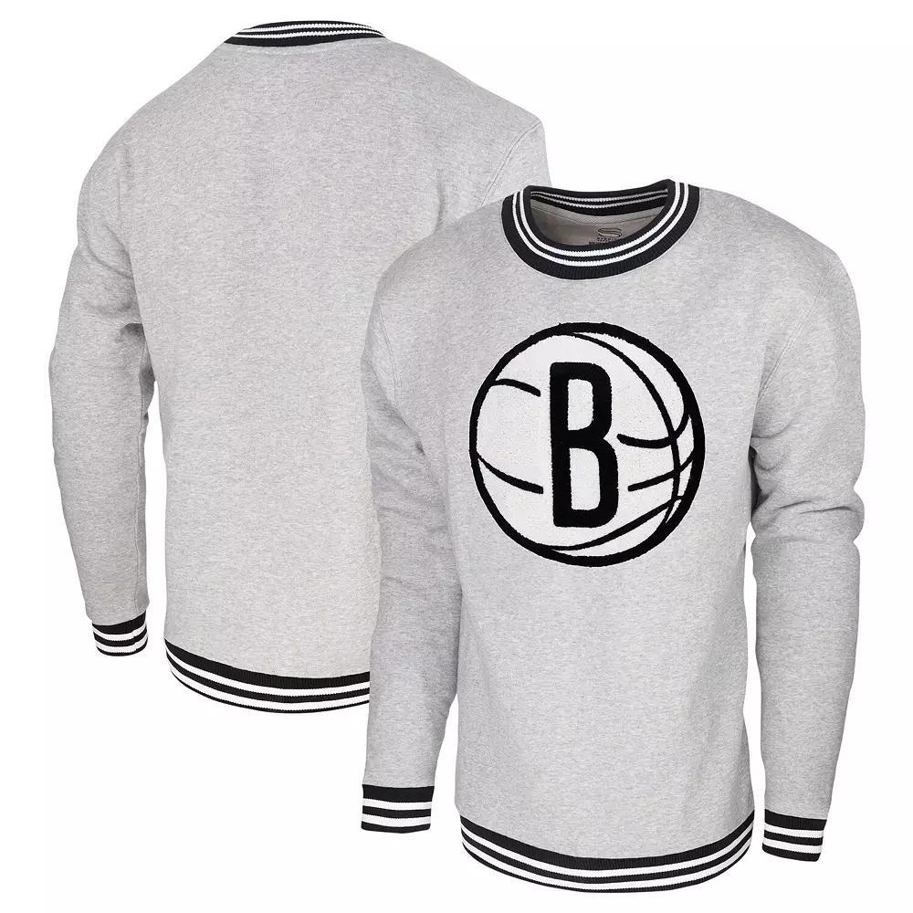 Men's Stadium Essentials Heather Gray Brooklyn Nets Club Level Pullover Sweatshirt, Adult Unisex,  Product Image
