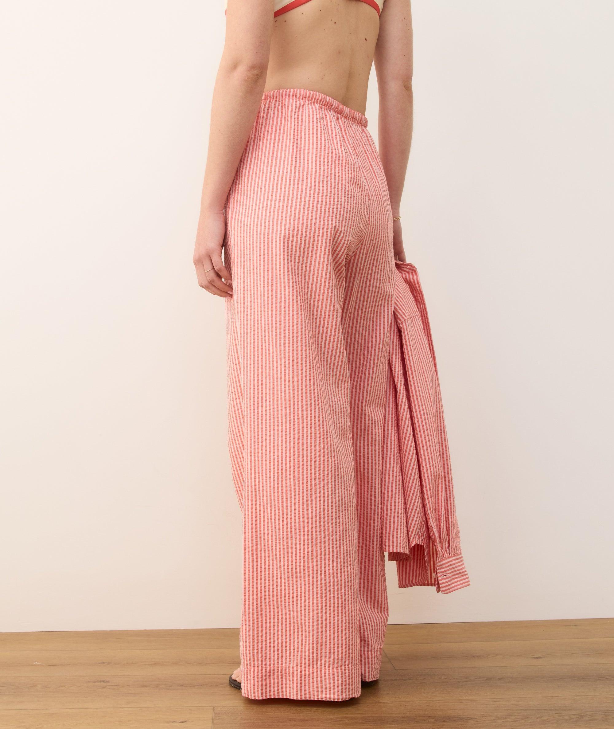 Seersucker Drawstring Wide Leg Pant Product Image