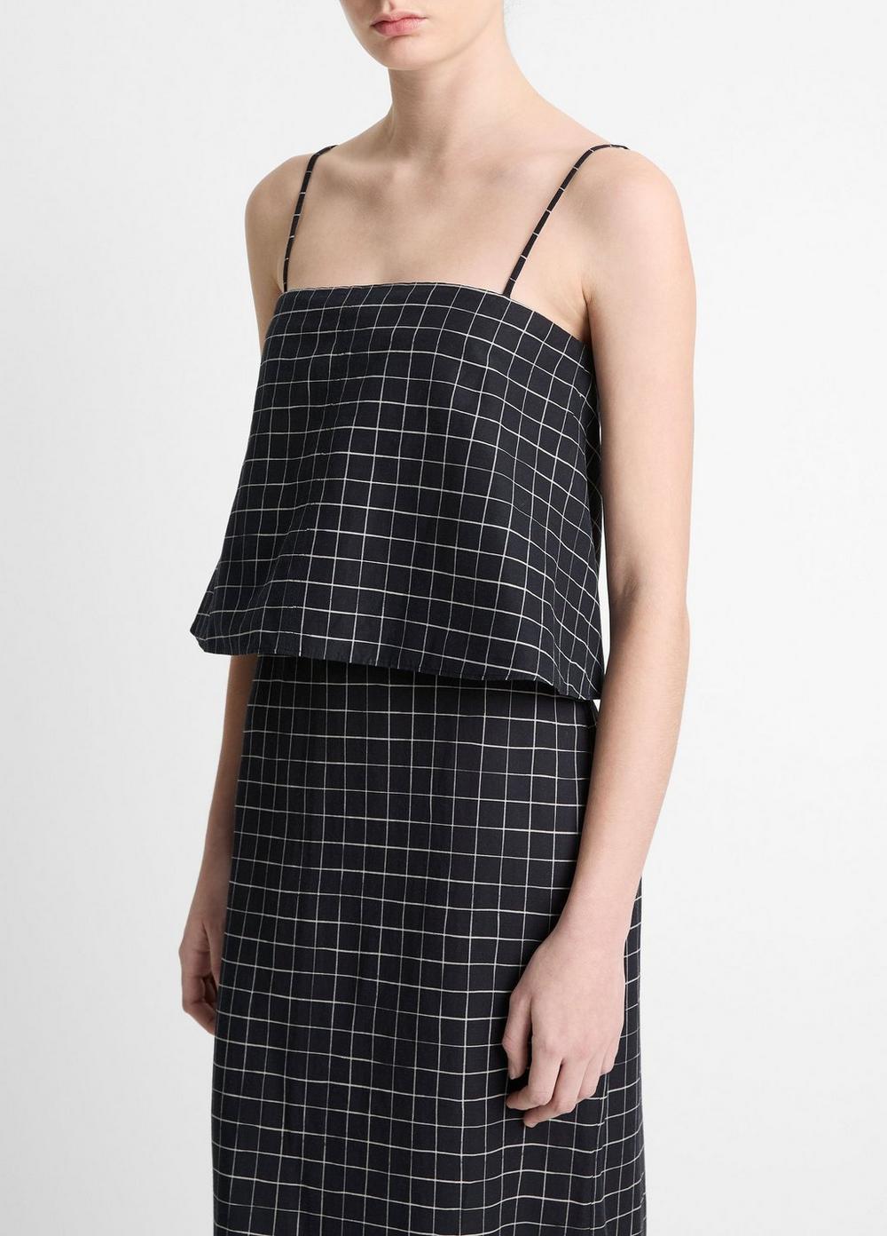 Trellis Plaid Cotton-Blend Tie-Back Top Product Image