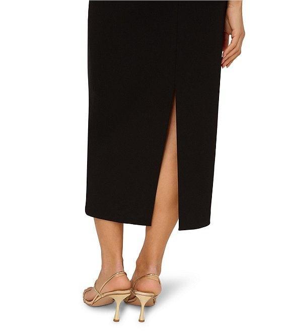 Adrianna by Adrianna Papell Crepe Plunge Halter Neck Sleeveless Cutout Buckle Sheath Midi Dress Product Image