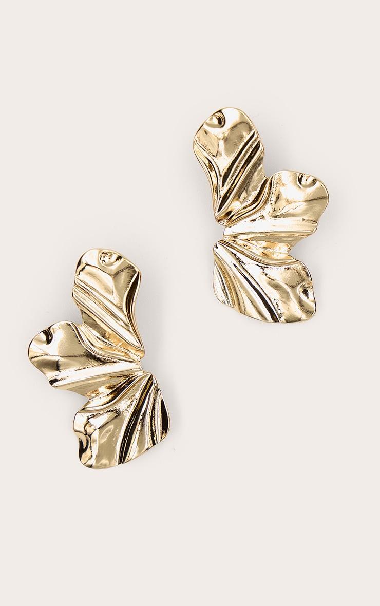 Gold Texture Half Flower Statement Earrings Product Image