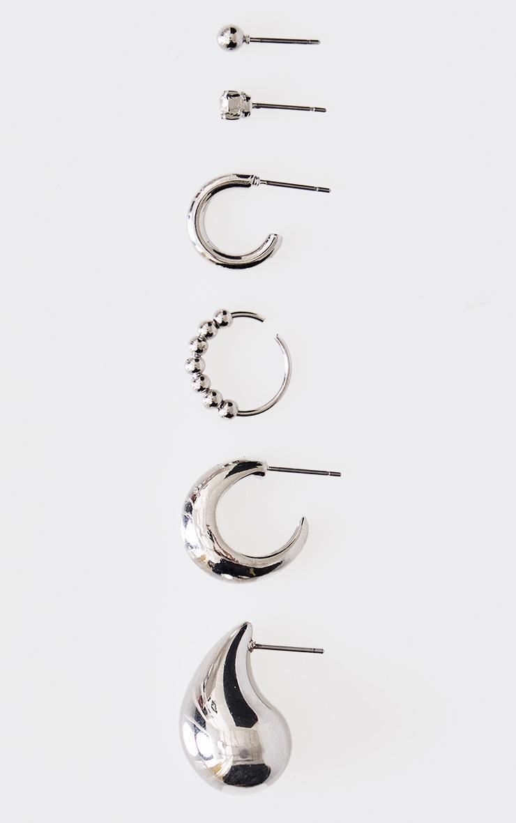 Silver Abstract Teardrop Multipack Earrings Product Image