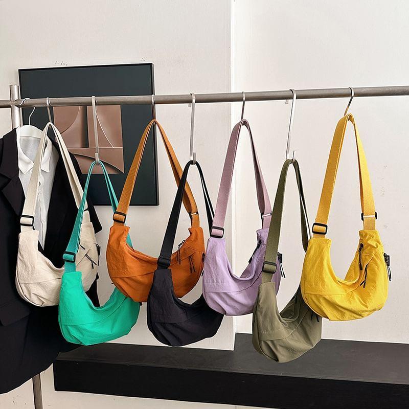 Nylon Plain Zip Crossbody Bag Product Image