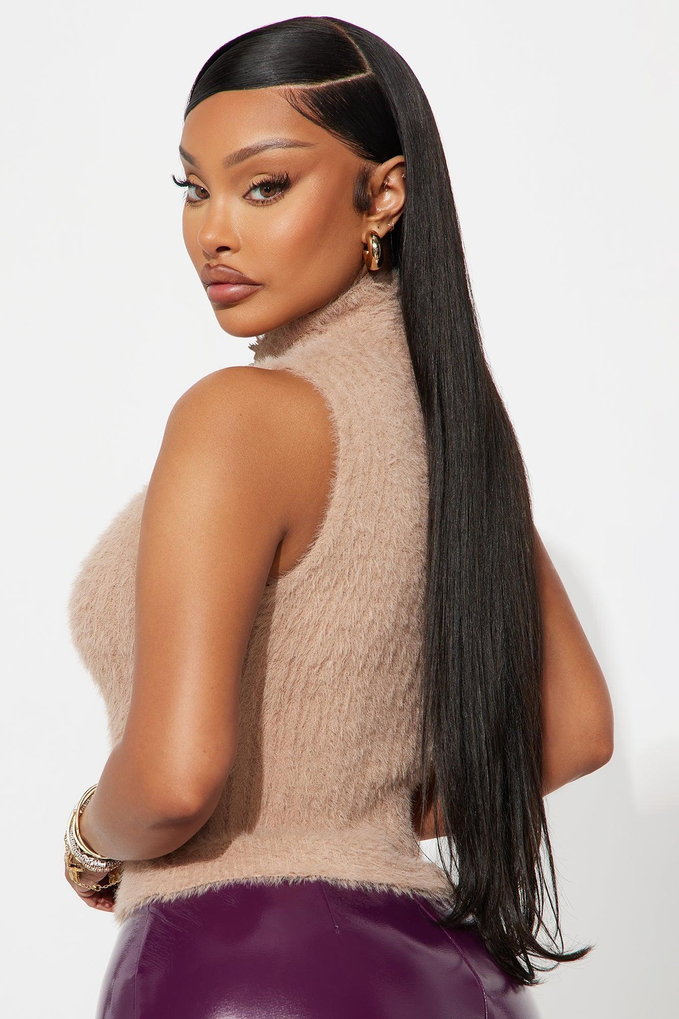 Soft Touch Fuzzy Sweater - Taupe Female Product Image