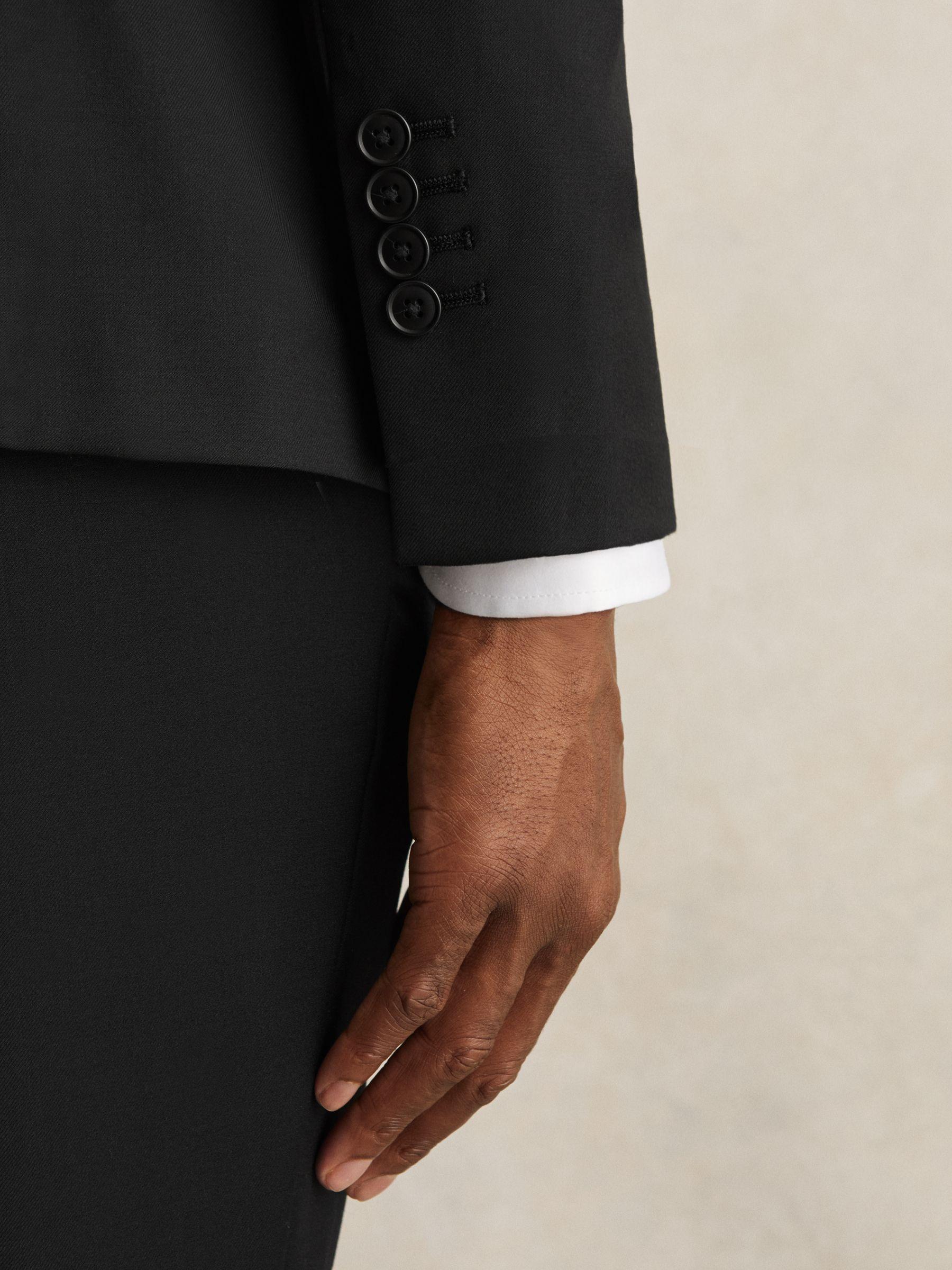 Wool-Blend Single-Breasted Suit Jacket Slim-Fit in Black Product Image